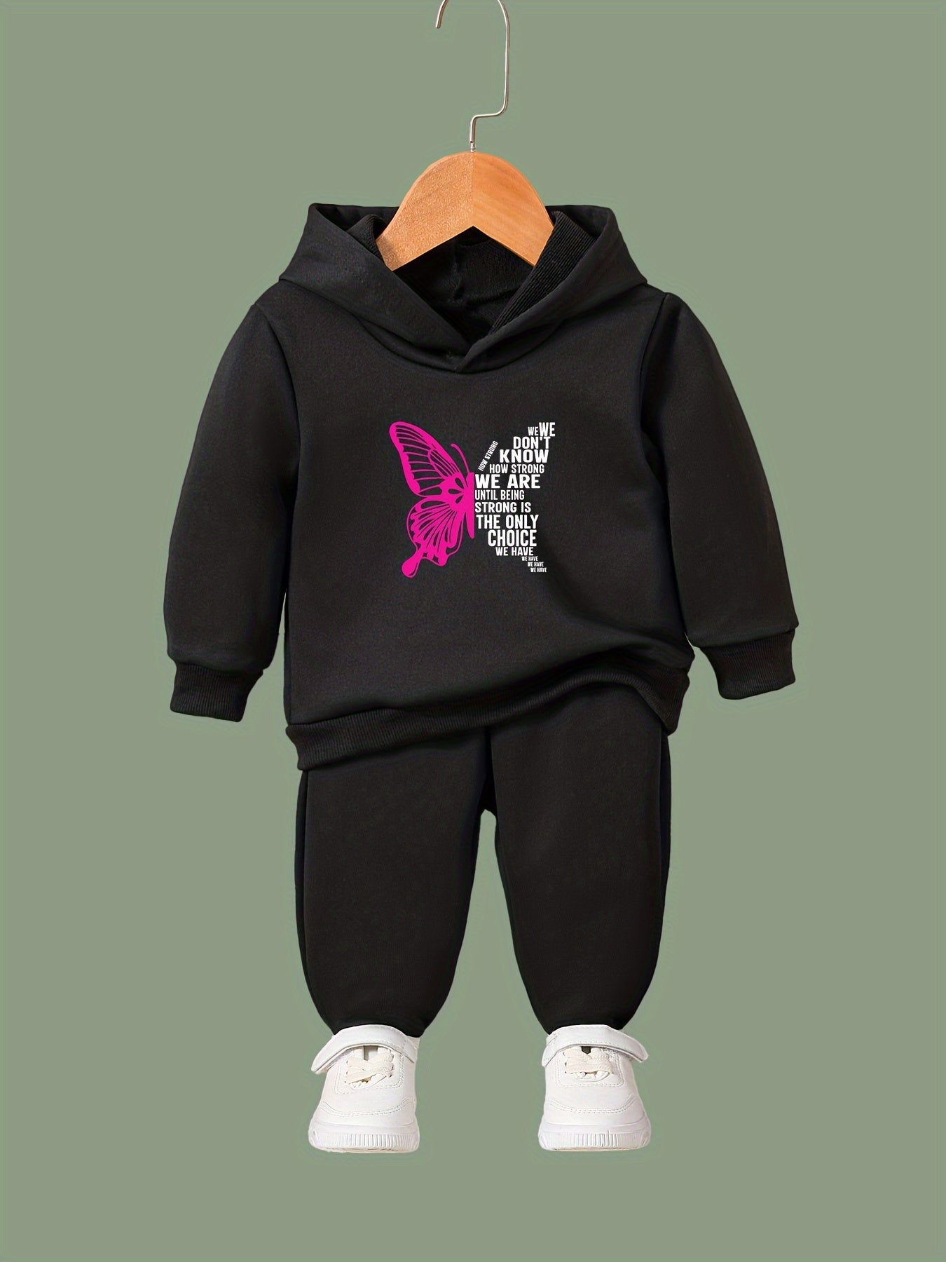Butterfly Pattern 2pcs Activewear Sets - Girls Comfy Sports Outfits