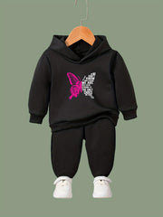 Butterfly Pattern 2pcs Activewear Sets - Girls Comfy Sports Outfits