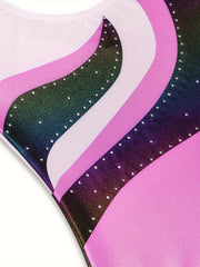 Stretchy Crew Neck Gymnastics Leotard Jumpsuit for Dance Sports