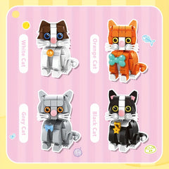 Mini Plush Cat Building Block Toys DIY Animal Models