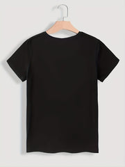 Smiling Face Print Casual T Shirt Round Neck Short Slee
