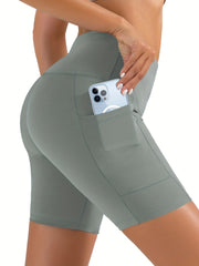 High Waist Bike Shorts Pocket Casual Short Leggings