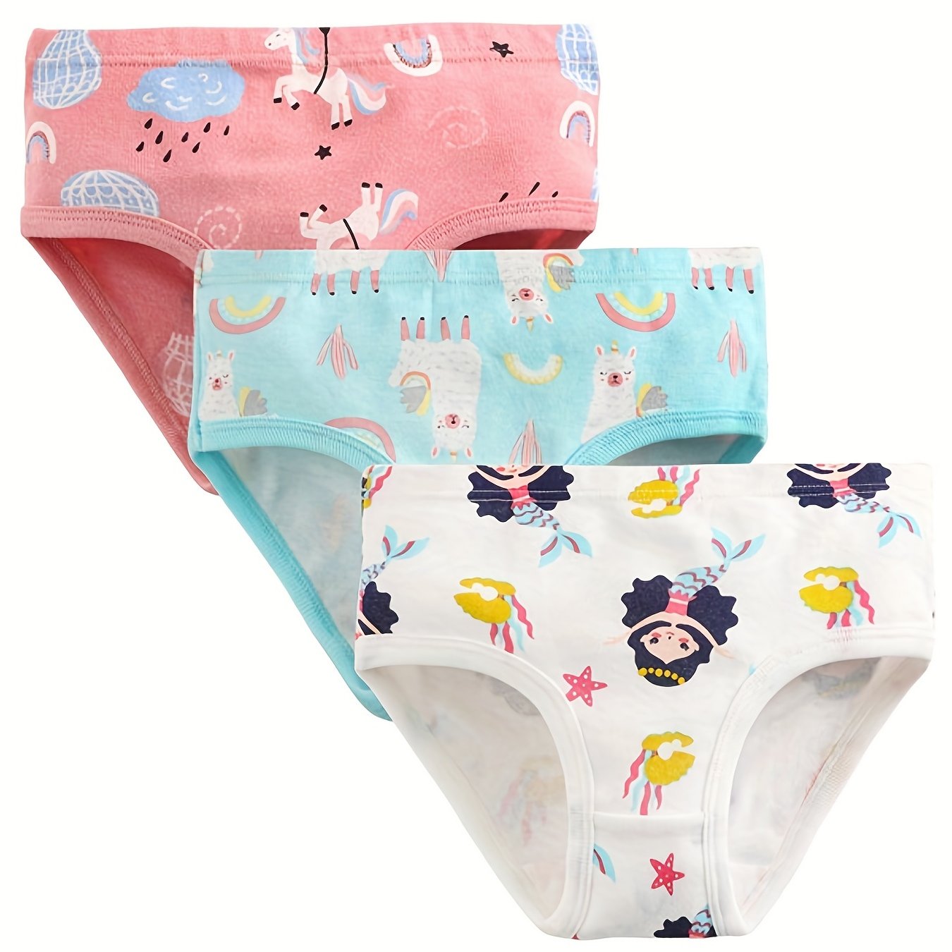 3pcs Girl's Triangle Panties Multiple Colors Elastic Waist Shorts