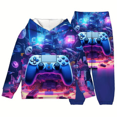 Toddler Boys Game Controller 3D Hooded Sweatshirt & Sweatpants Set