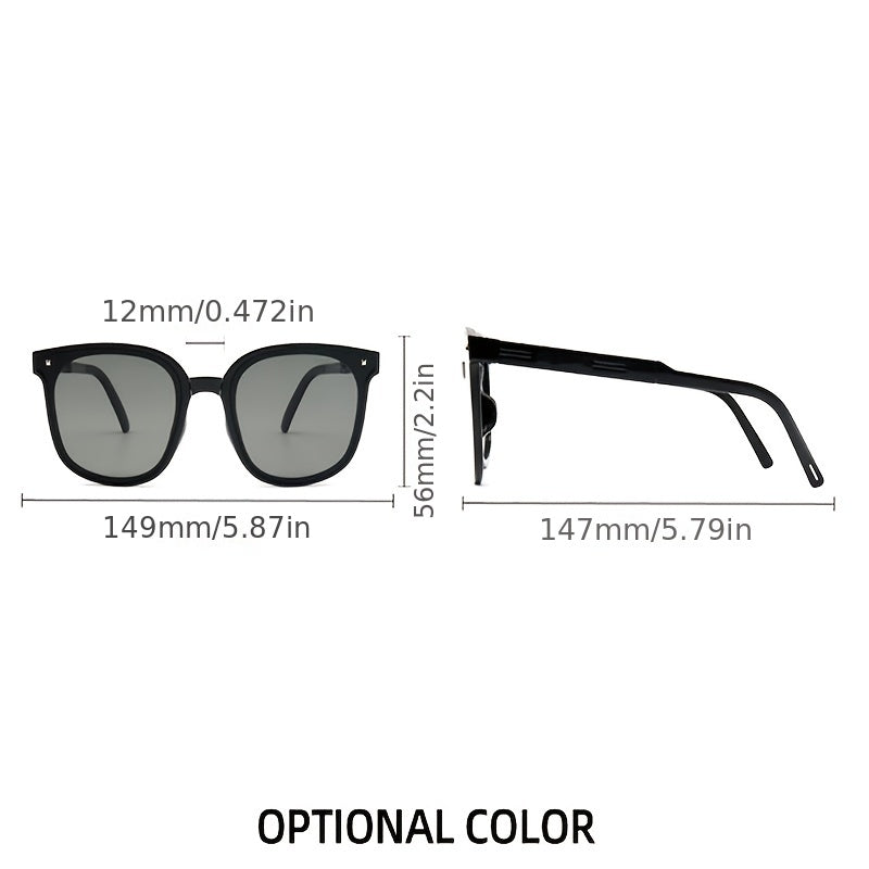 Foldable Square Sunglasses Rivet Decor Anti Glare UV400