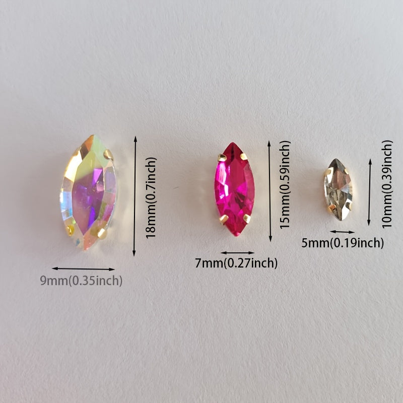 Colorful Rhinestones w/ Golden Claw for Clothes - Sew On Stones