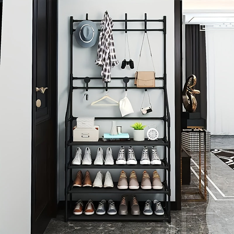 Coat Rack with Shoe Storage Bench and 8 Hooks