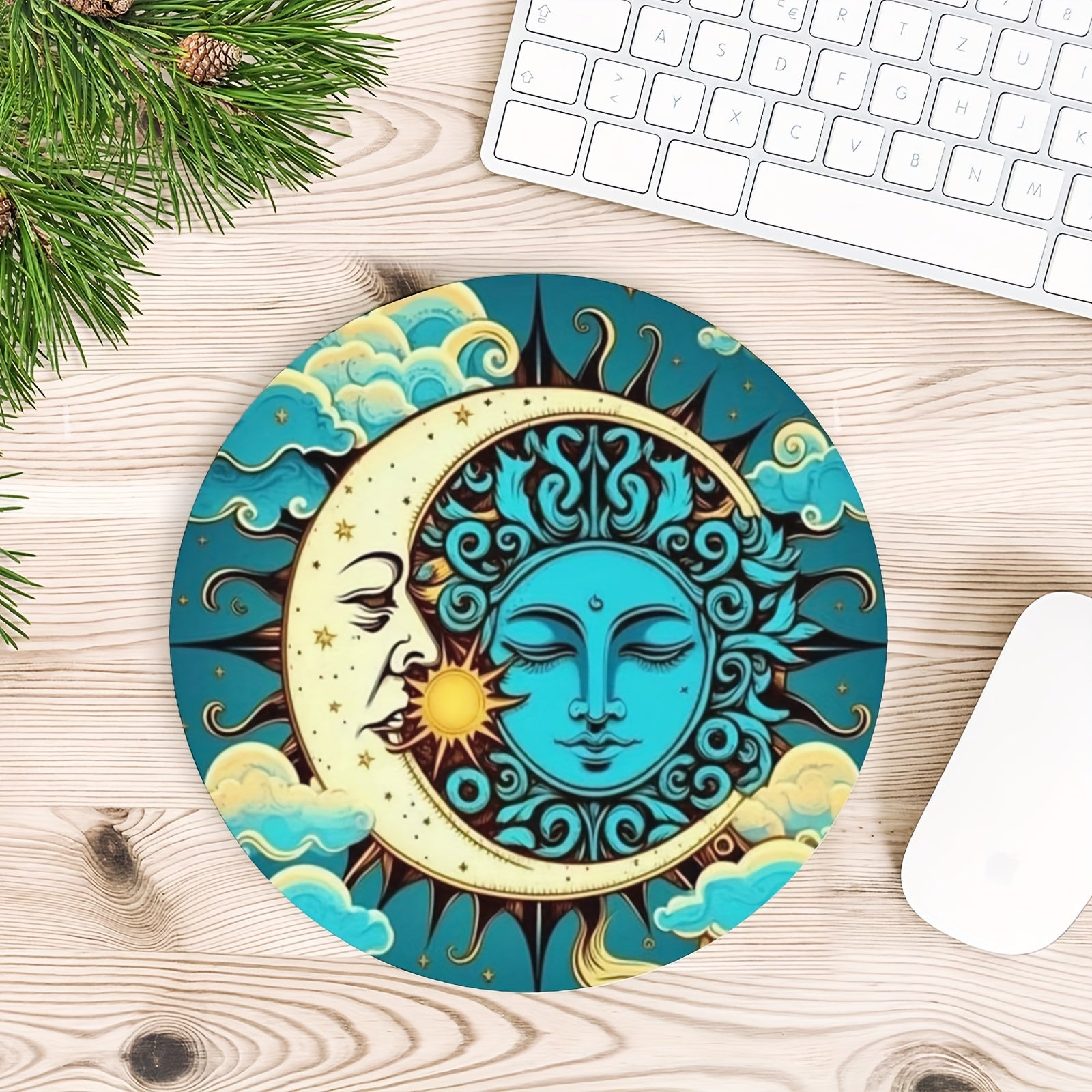 Sun & Moon Gaming Mouse Pad Non-Slip Rubber Base Waterproof for Computer Laptop