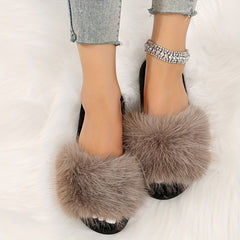Fluffy Ball Decor Slippers Open Toe Lightweight Home Shoes
