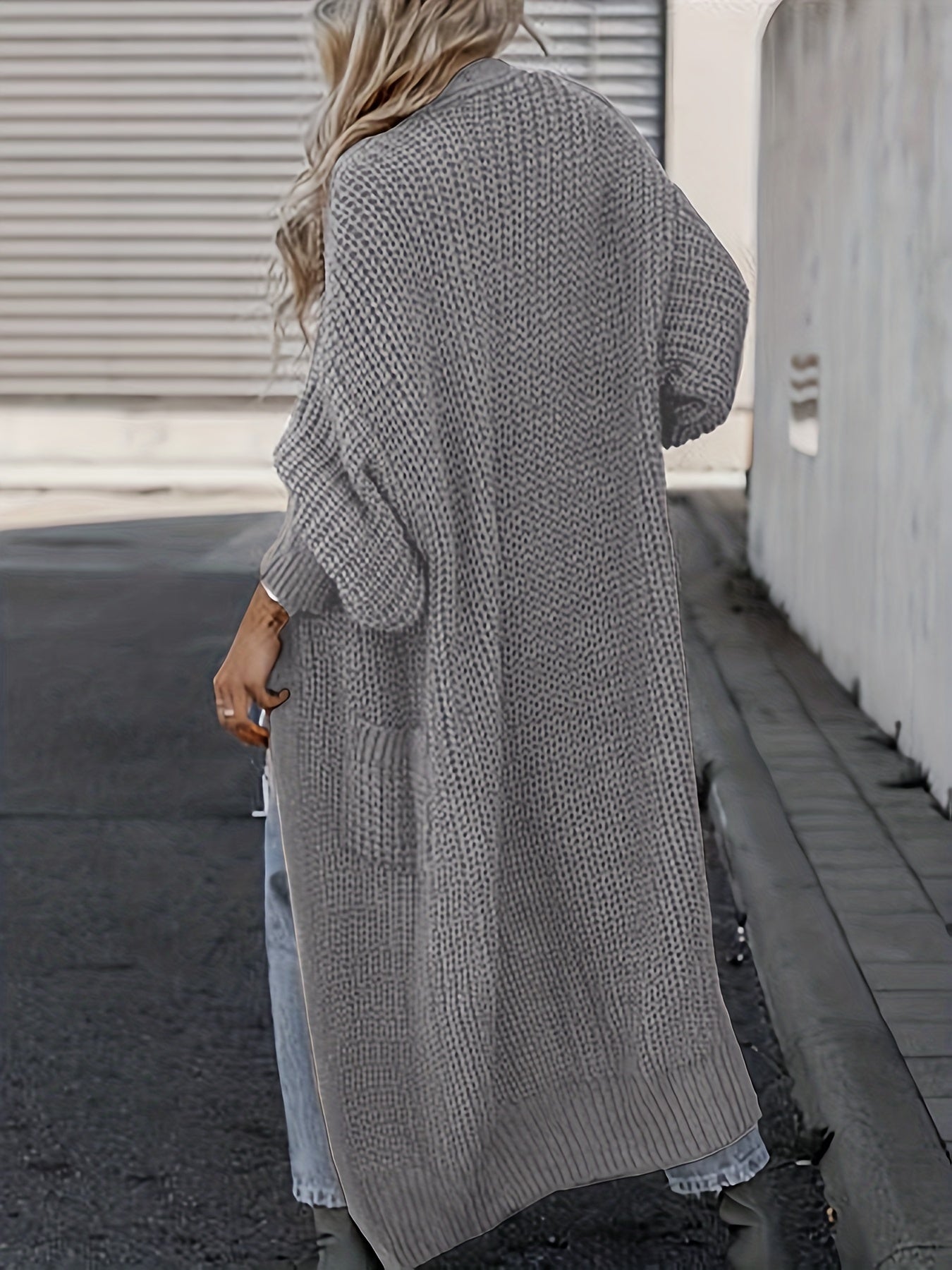 Solid Chunky Long Sleeve Cardigan with Pockets