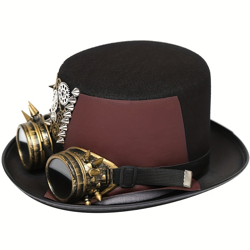Unisex Steampunk Hat with Removable Goggles