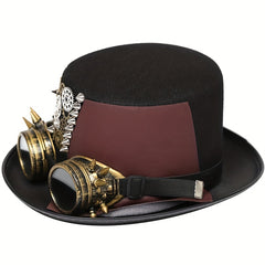 Unisex Steampunk Hat with Removable Goggles