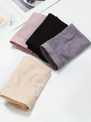 4 Pack Women's Plus Solid Mid Waisted Comfy & Breathable Panty Set