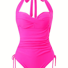Casual Swimsuit Women's Plus Wrap Ruched Backless One Piece Swimsuit