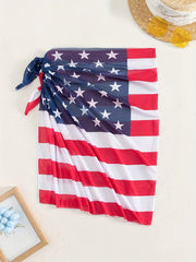 American Flap Print Tie Side Semi-Sheer Cover Up Skirt