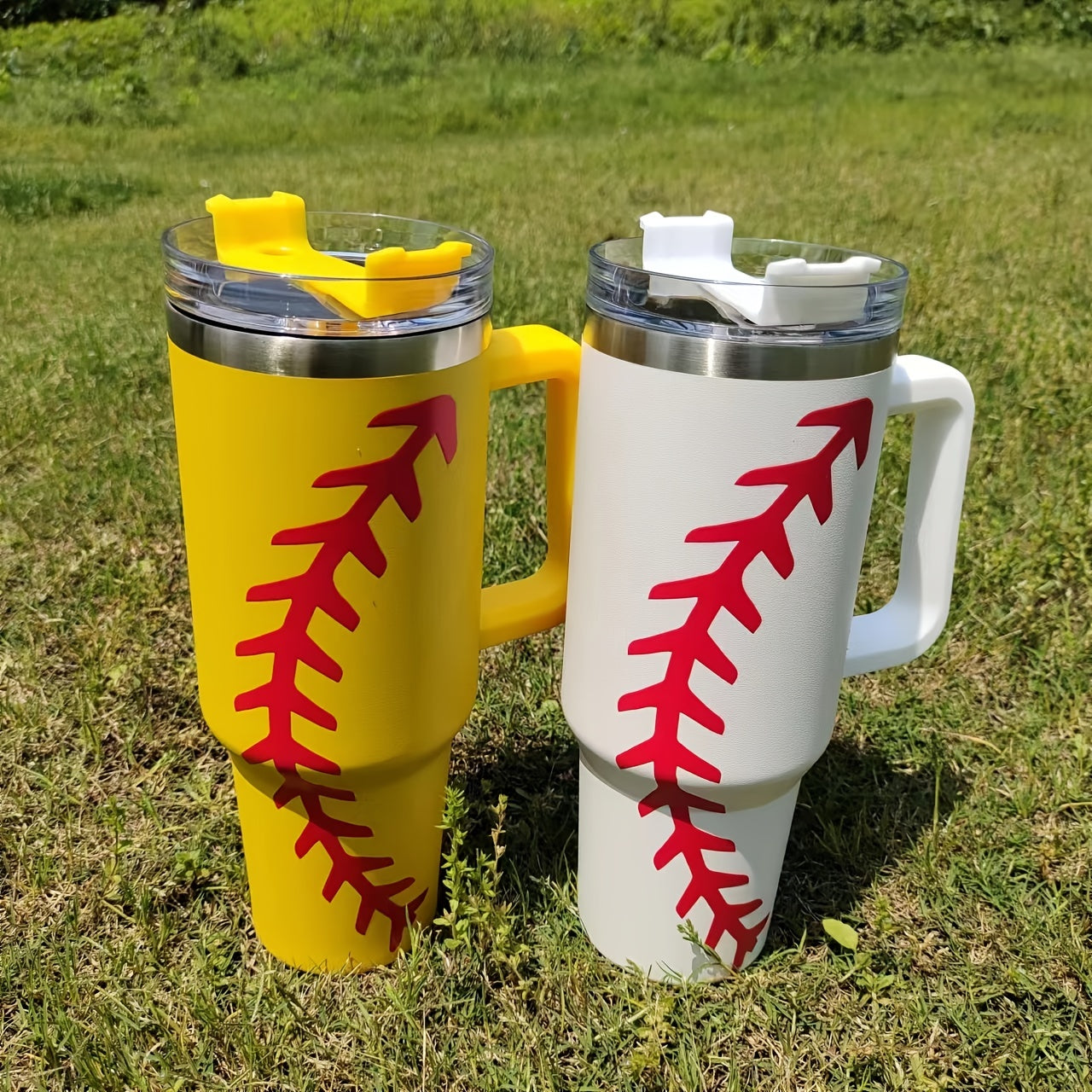 40oz Stainless Steel Sports Tumbler, Football Baseball Basketball Design