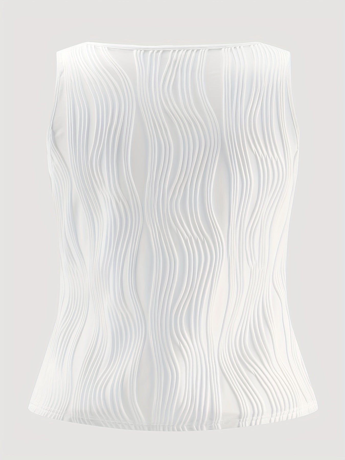 Solid Crinkle Notched Neck Tank Top