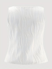 Solid Crinkle Notched Neck Tank Top