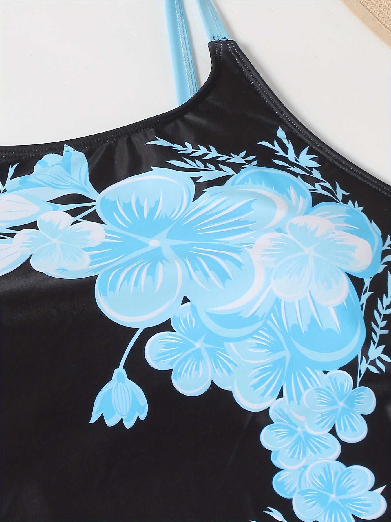 Tankini Set Floral Print Cami Top & Shorts Two Piece