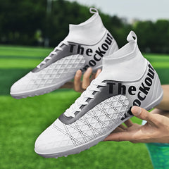 Boy's High Top TF Soccer Cleats Anti skid Breathable Football Bo