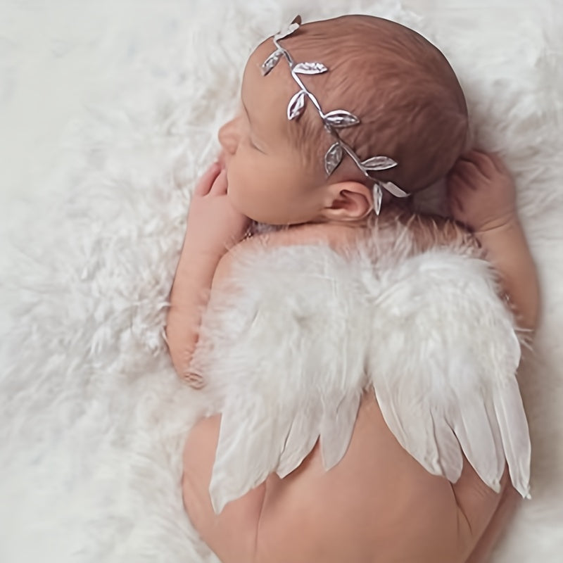 2pcs Feather & Leaf Headband Set for Newborn Photography