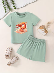 Cartoon Dragon Toddler Kid T-shirt & Shorts Set