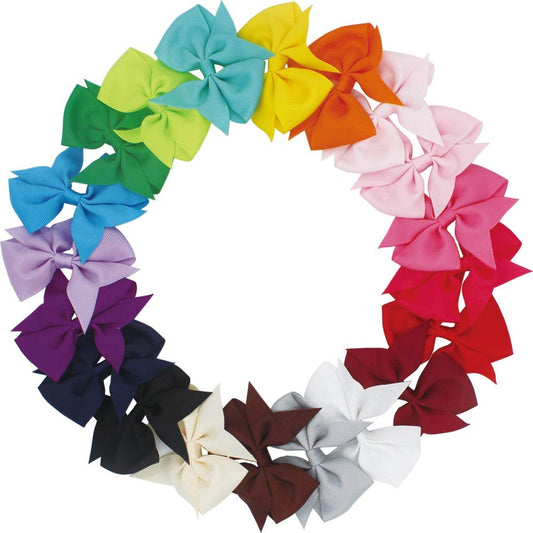 20pcs Bow Hair Clip Headband Solid Ribbon Hair Accessories Multicolor