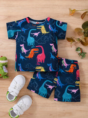 Boys Dinosaur Casual Outfit T-shirt & Shorts Set