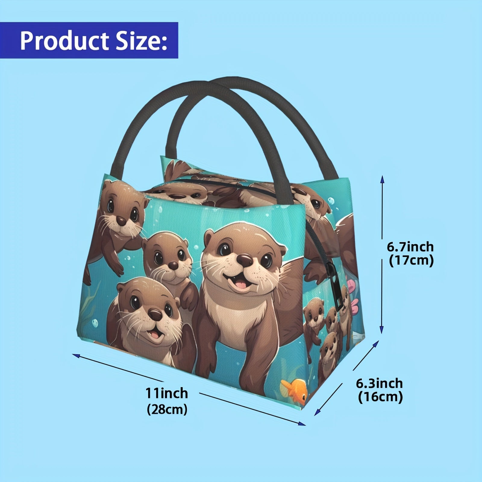 Otter Insulated Lunch Bag Reusable Cooler Tote for Work Picnics