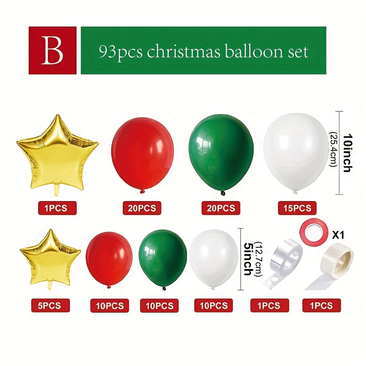 107pcs Christmas Balloon Garland Arch Kit Holiday Celebration Decor