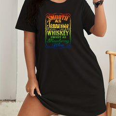 Ombre Graphic Lounge Dress Short Sleeve Stretch Nightdress