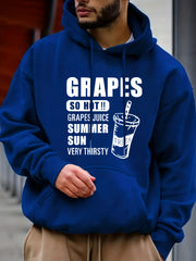 Grapes & Drinks Print Hoodie Men's Graphic Pullover Sweatshirt