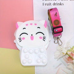 Cartoon Cat Bubble Coin Purse Crossbody Bag for Kids