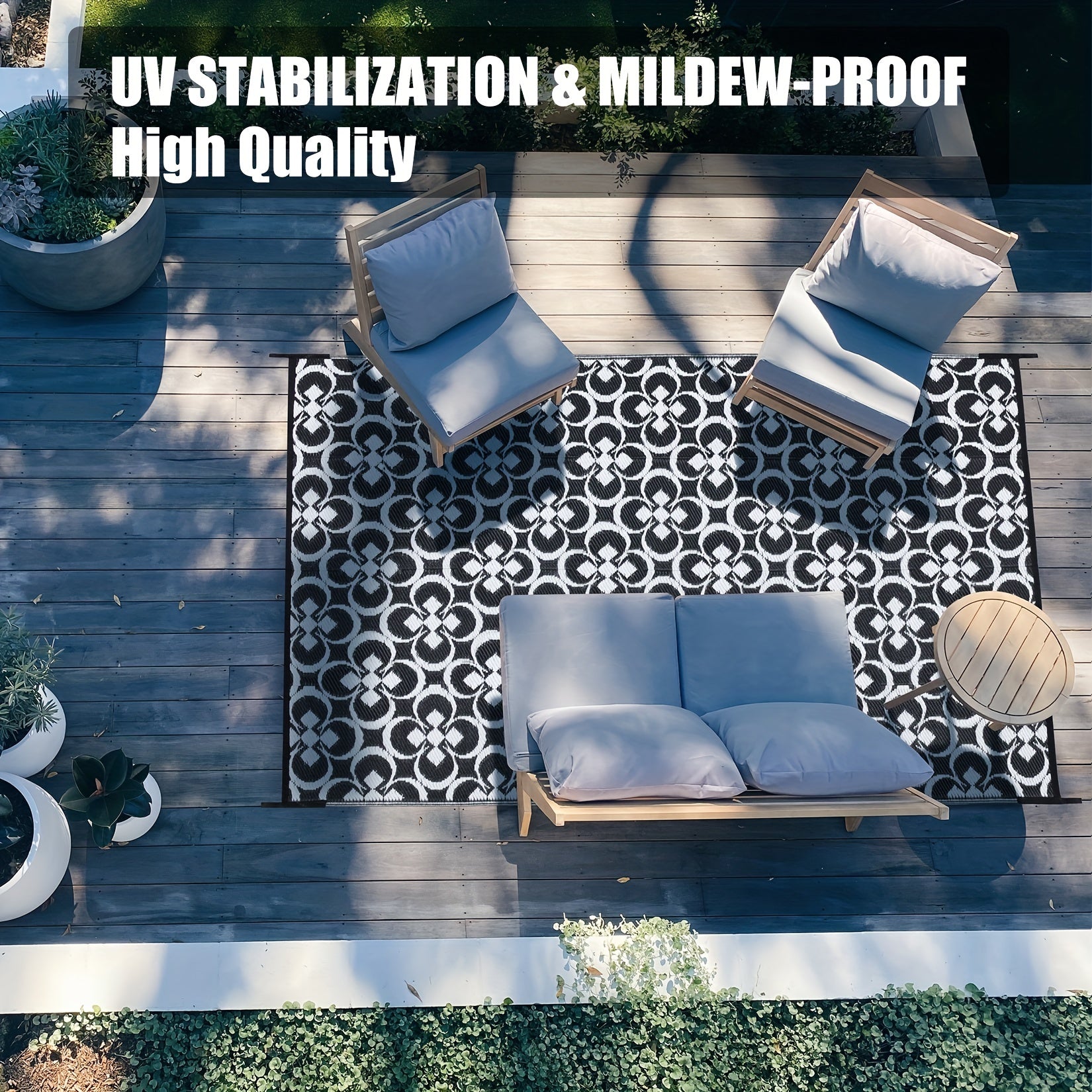 Outdoor Rug Carpet For Patio RV Camping Non slip Waterproof Reversible Portable