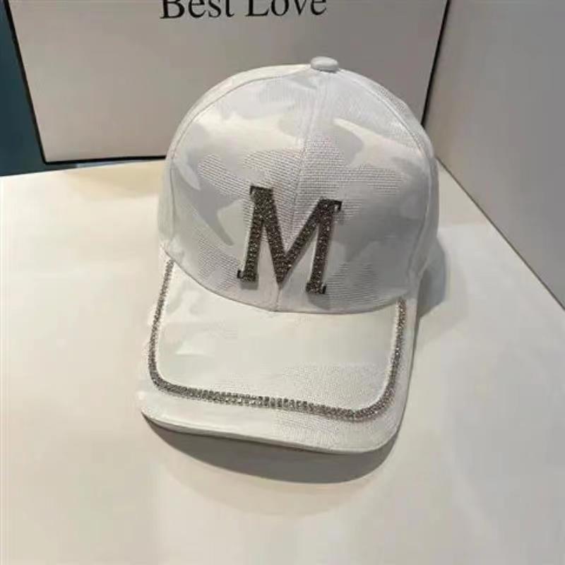 Solid Baseball Cap Rhinestone Embossed Hats Adjustable Sports Hat