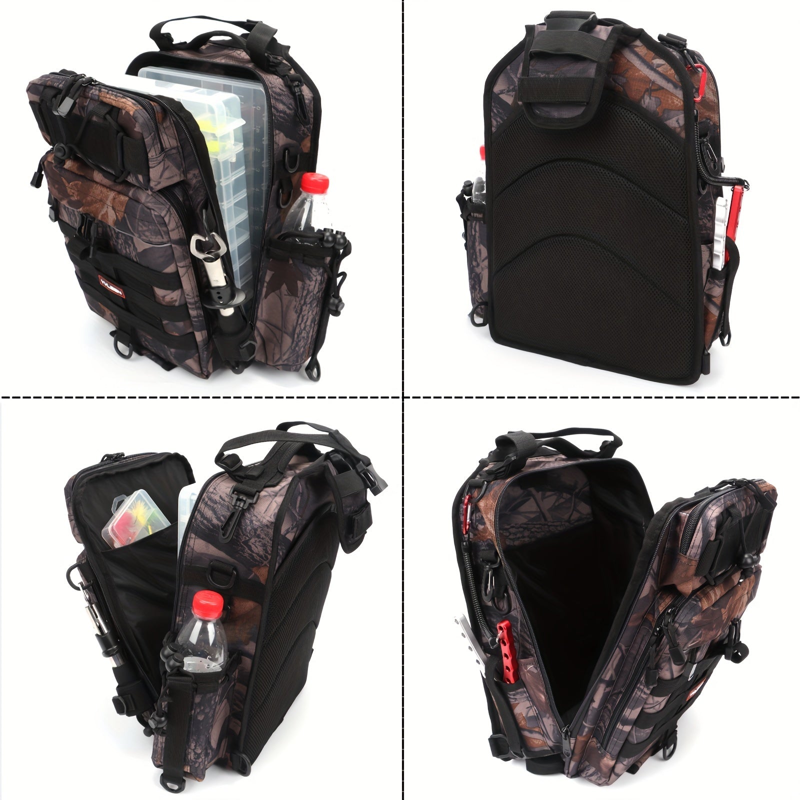 Yvleen Fishing Backpack Water Resistant Tackle Bag with Large Capacity