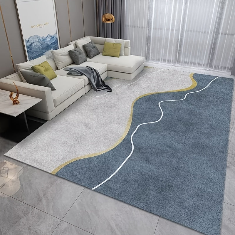Modern Abstract Area Rug Living Room Non-slip TPR Base Soft Polyester Fiber