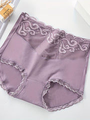 4pcs Contrast Lace Briefs Soft Intimates Panties Women's Lingerie