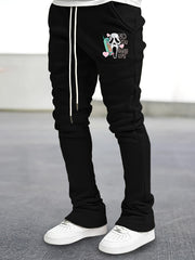 Skull In Love Print Flared Trousers Men s Casual Stretch Joggers
