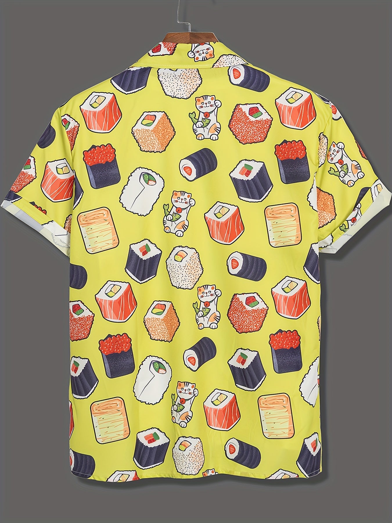 Sushi Print Men's Casual Short Sleeve Shirt