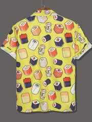 Sushi Print Men's Casual Short Sleeve Shirt