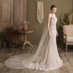 Mesh Long Cathedral Style Bridal Veil with Comb
