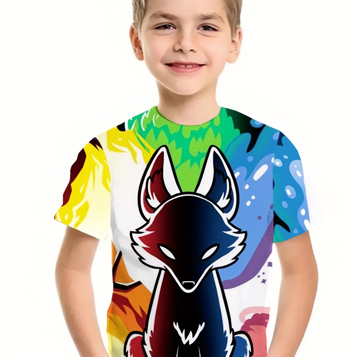 Kids' Fox Graphic T Shirt 3D Digital Print Active Stretch Short Sleeve Novel Tee
