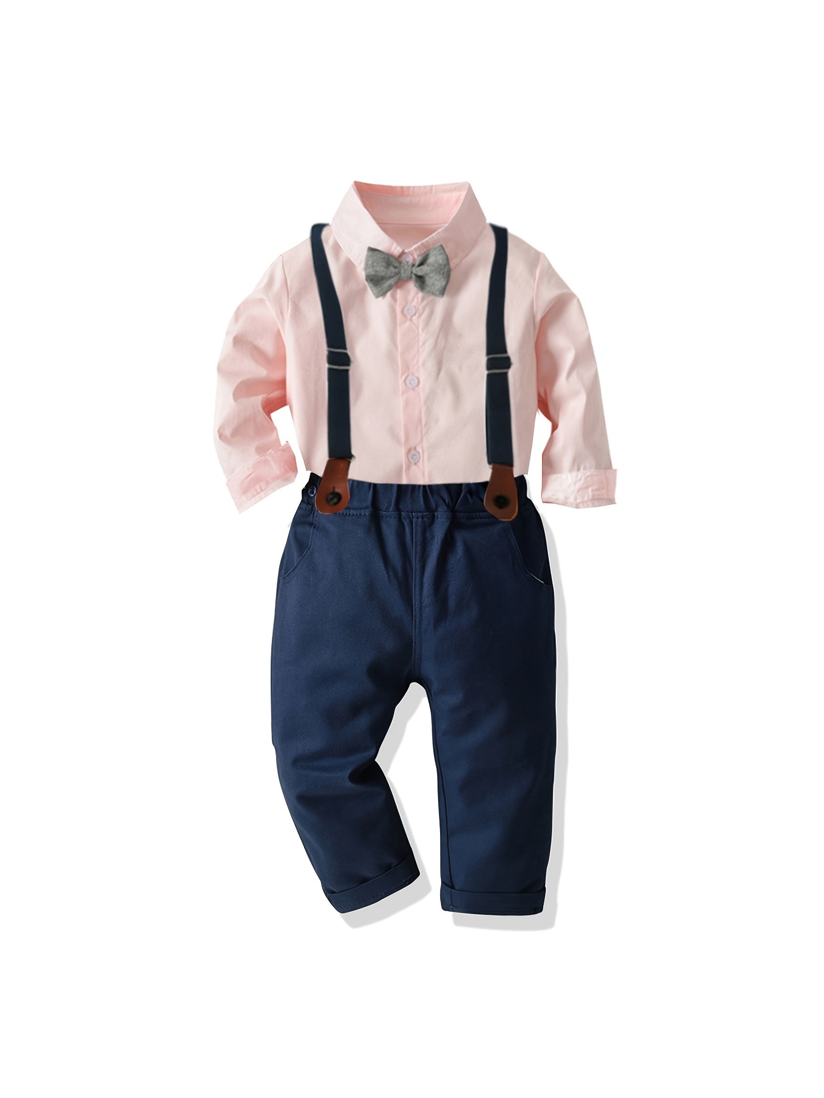 Baby Boys Gentleman Outfit Formal Suit Long Sleeve Shirt Pants Set