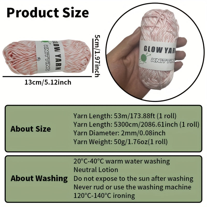 Glow In The Dark Yarn Mixed Polyester Luminous Yarn 50g Roll
