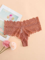 5 Pcs Lace Panel Cheeky Panties Comfortable Brazilian Panties