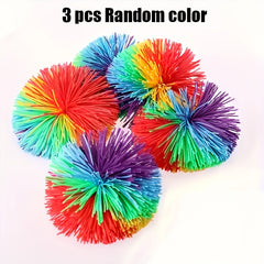 Sensory Toys Set for Kids and Adults - 7pcs Elastic Ball Rainbow Puff Soft Balls