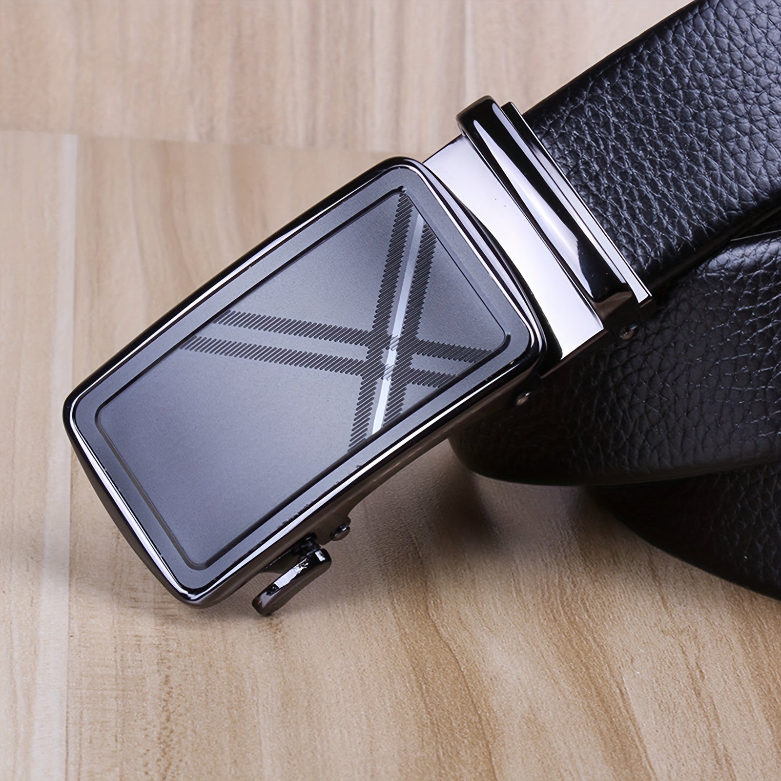 Men's Business Automatic Buckle Two layer Cowhide Belt