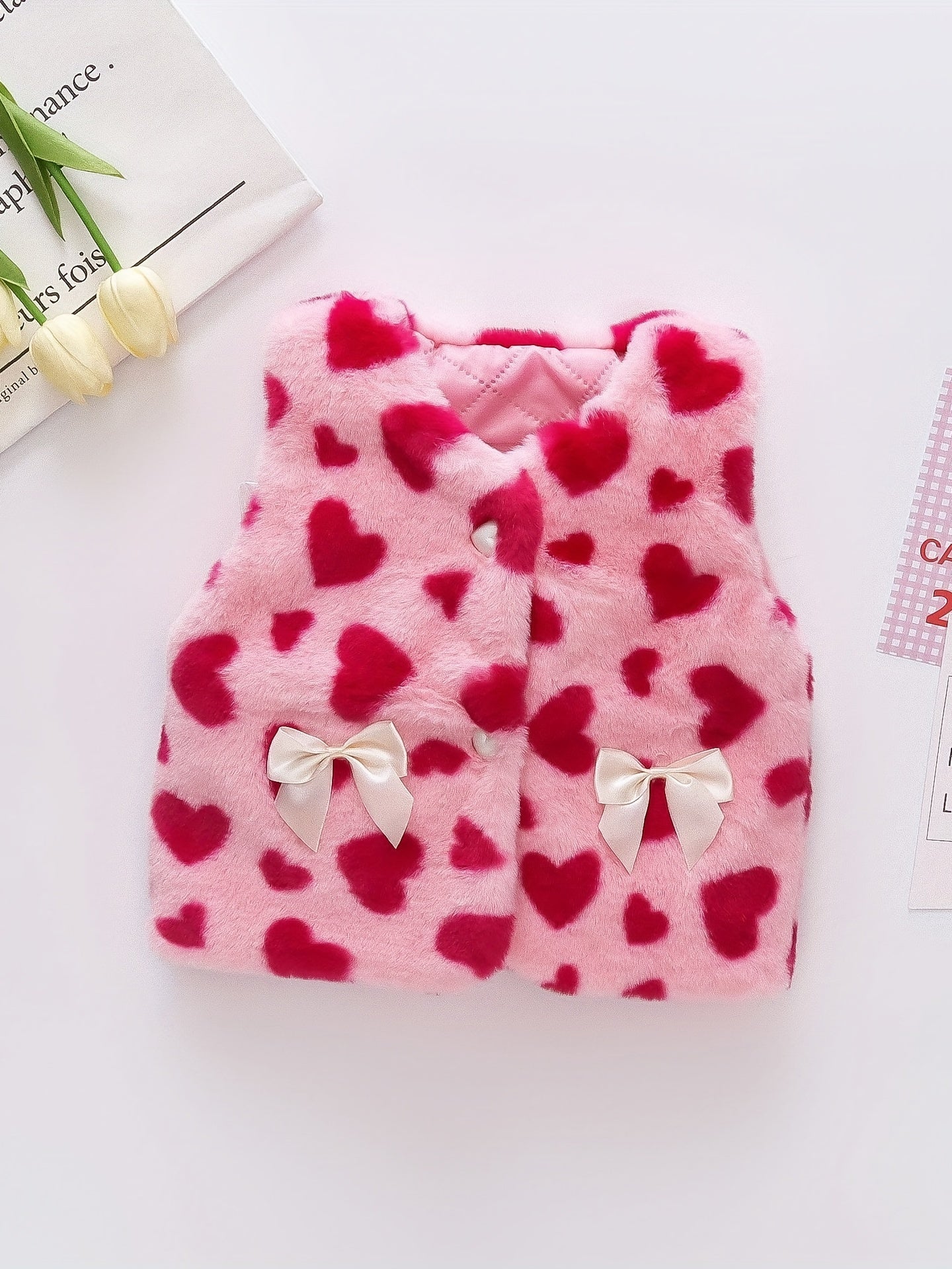 Winter Baby Girl Vest Strawberry Plush Vest Toddler Outerwear
