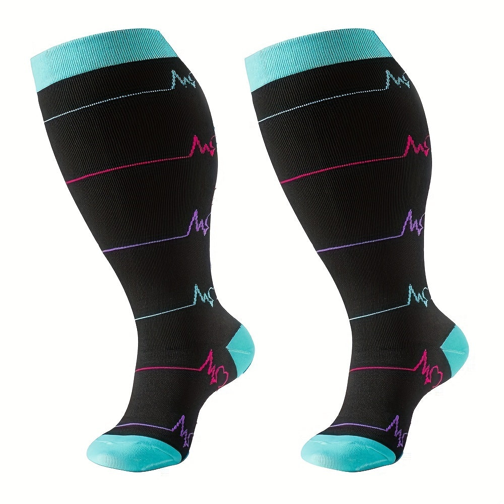 3 Pairs Wide Calf Support Compression Socks 20-30mmHg for Circulation Varicose